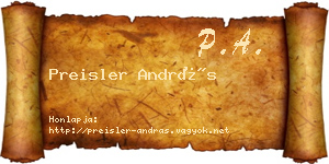 Preisler András névjegykártya